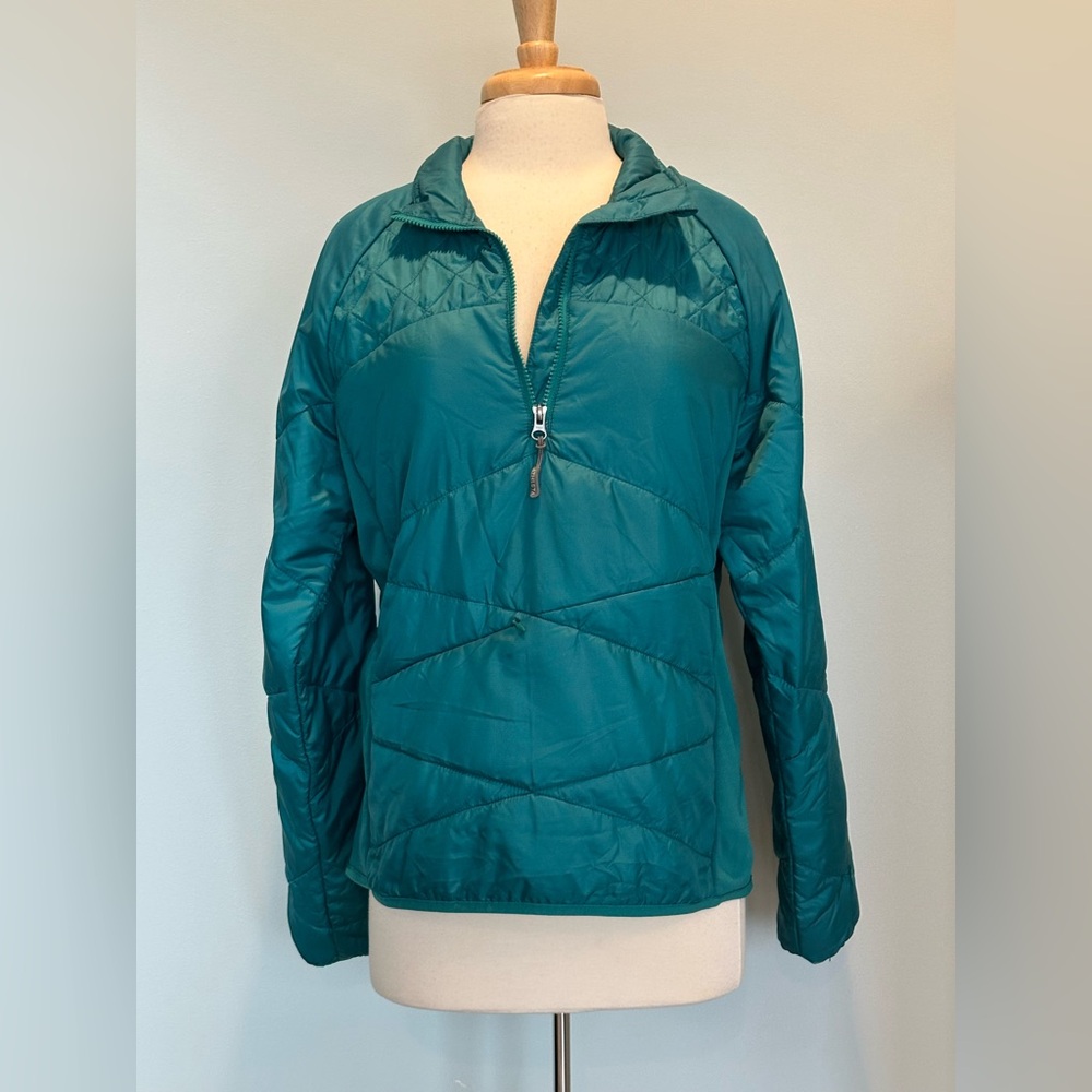 Athleta 1/4 zip teal pullover Athleisure Activewear puffer jacket size S/M